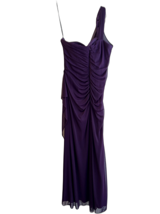 Xscape Size 8P Purple Polyester One Shoulder Rhinestone Detail Back Zip Gown Purple / 8P
