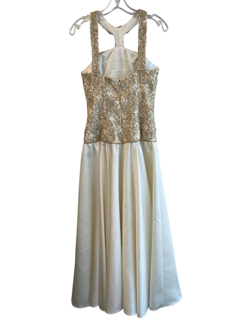 Victor Costa Size 6 Cream No Fabric Tag Jewel Embellished Sleeveless A Line Gown Cream / 6