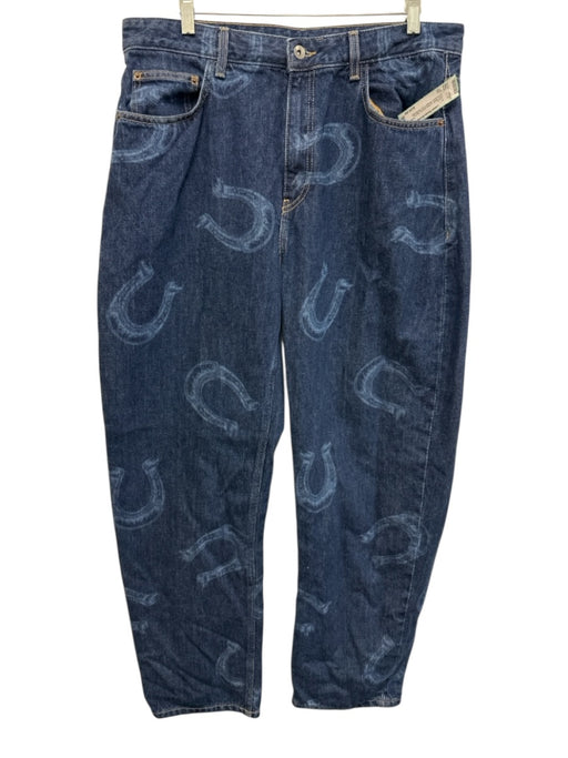 Zara Size 10 Dark Wash Cotton Denim Zip Fly Horseshoe Straight Leg Jeans Dark Wash / 10