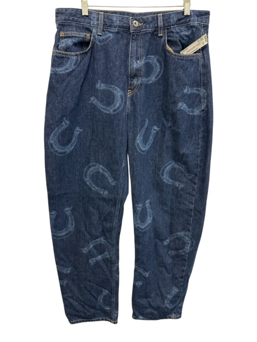 Zara Size 10 Dark Wash Cotton Denim Zip Fly Horseshoe Straight Leg Jeans Dark Wash / 10