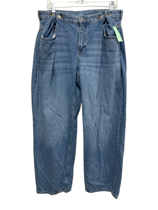 Zara Size 8 Light Wash Cotton Denim Zip Fly Waist Cinch Straight Leg Jeans Light Wash / 8