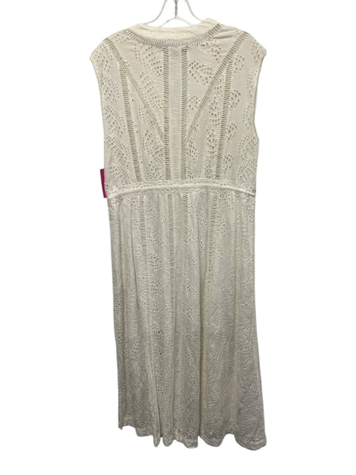ALLSAINTS Size 8 White Cotton Sleeveless Eyelet Ladder Lace Midi Dress White / 8