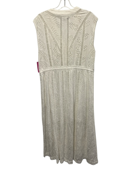 ALLSAINTS Size 8 White Cotton Sleeveless Eyelet Ladder Lace Midi Dress White / 8