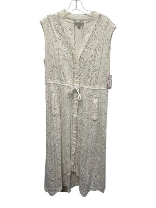 ALLSAINTS Size 8 White Cotton Sleeveless Eyelet Ladder Lace Midi Dress White / 8