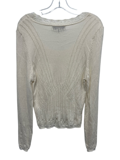 Sea New York Size L Cream Extra fine merino wool Long Sleeve Scoop Neck Sweater Cream / L