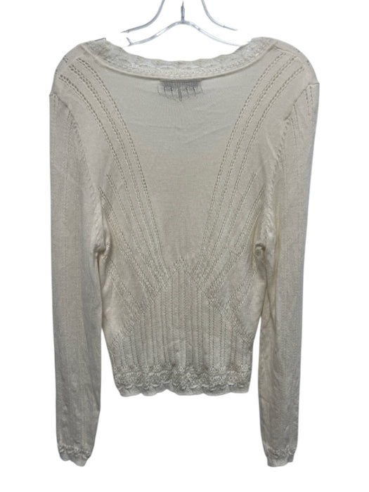 Sea New York Size L Cream Extra fine merino wool Long Sleeve Scoop Neck Sweater Cream / L