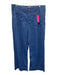 Maeve Size 31 Blue Linen & Viscose Zip Fly High Rise Patch Pocket Wide Leg Pants Blue / 31