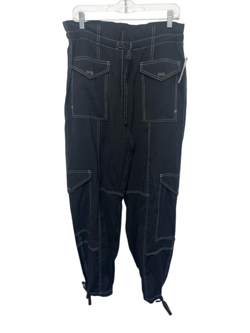 Ganni Size 40 Black & White Viscose & Polyester Drawstring Waist Cargo Pants Black & White / 40