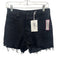 Frame Size 25 Black Cotton Denim Button Fly Raw Hem Fringe Shorts Black / 25