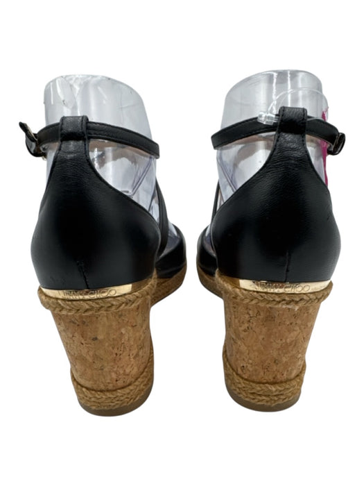 Jimmy Choo Shoe Size 38.5 Black & Beige Leather Strappy Ankle Buckle Sandals Black & Beige / 38.5