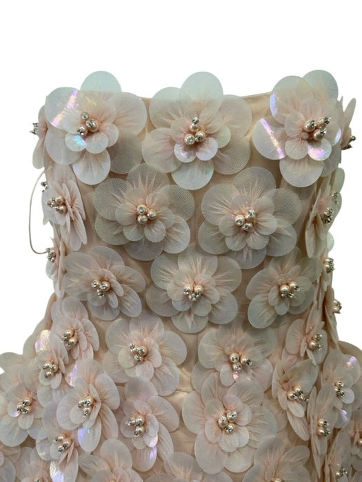 Mariandree Gaitan Size S Pink Polyester Sleeveless Above Knee 3D Floral Dress Pink / S