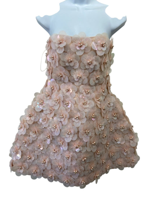 Mariandree Gaitan Size S Pink Polyester Sleeveless Above Knee 3D Floral Dress Pink / S
