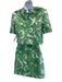 Milly Size 0/P Green Polyester Floral Jacquard Short Sleeve Back Zip Skirt Set Green / 0/P