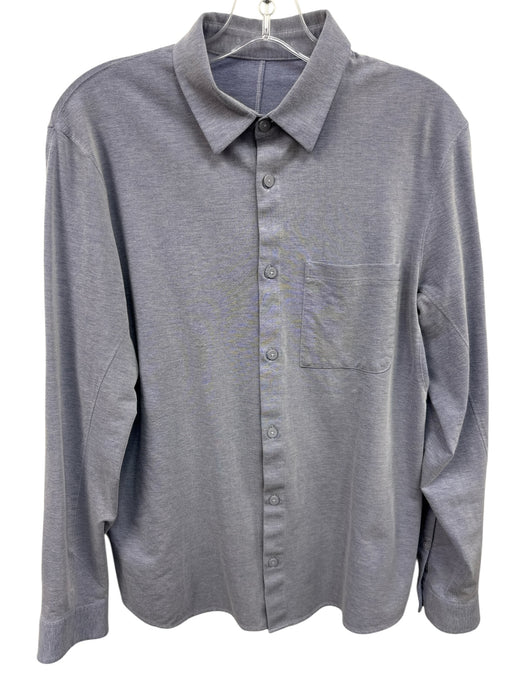 Lululemon Size Est S Blue Cotton Blend Solid Button Up Men's Long Sleeve Shirt Blue / Est S