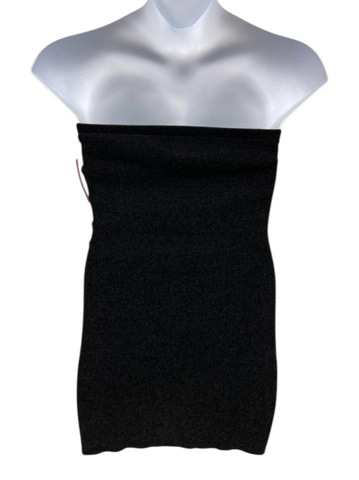 With Jean Size L Black Polyester Sleeveless Rose Applique Ribbed Dress Black / L