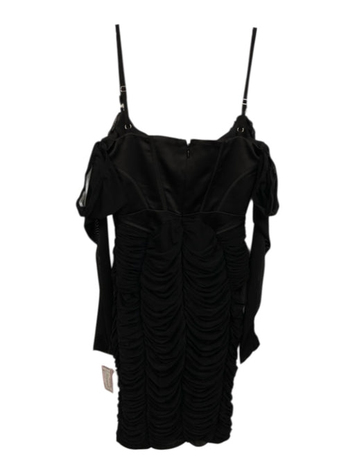 House of CB Size L Black Polyester Sheer Long Sleeve Shoulder Strap Dress Black / L