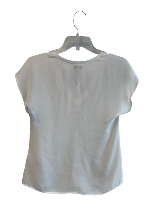 Joie Size XS White Silk Short Sleeve Sheer V Neck Top White / XS