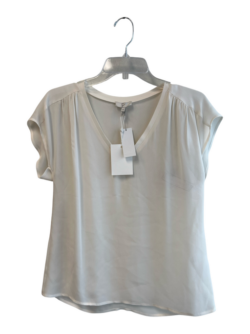 Joie Size XS White Silk Short Sleeve Sheer V Neck Top White / XS