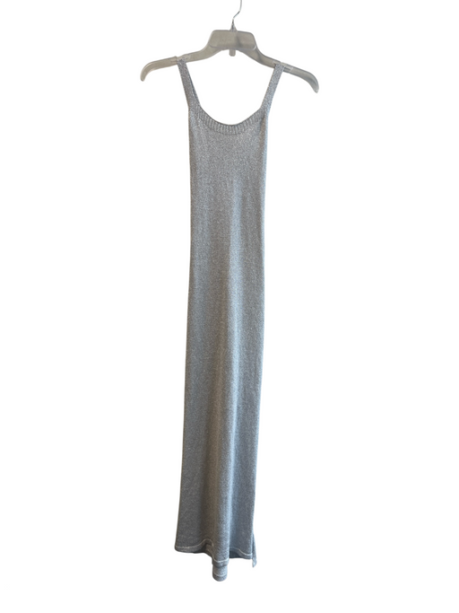 March Studio Size Est S Silver Viscose Blend Knit Shimmer Lace Up Back Dress Silver / Est S