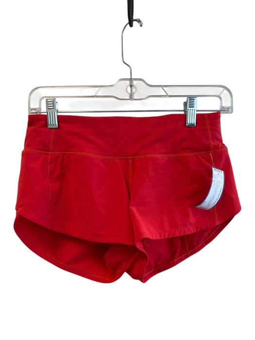 Lululemon Size 2 Red Nylon Elastic Waist solid color Back Zip Athletic Shorts Red / 2