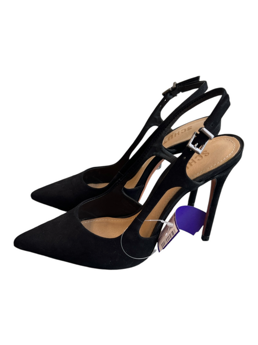 Schutz Shoe Size 5 Black Suede Buckle Straps Slingback Pump Pointed Toe Shoes Black / 5