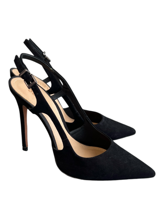 Schutz Shoe Size 5 Black Suede Buckle Straps Slingback Pump Pointed Toe Shoes Black / 5