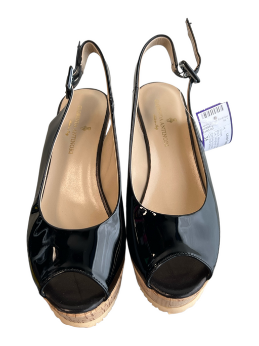 Clorinda Antinori Shoe Size 35 Black Manmade Material Cork Peep Toe Wedge Shoes Black / 35