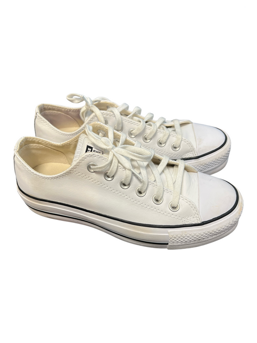 Converse Shoe Size 7.5 White Leather Almond Toe Lace Up Platform Low Top Shoes White / 7.5