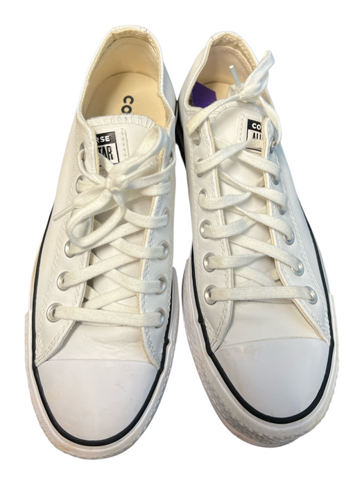 Converse Shoe Size 7.5 White Leather Almond Toe Lace Up Platform Low Top Shoes White / 7.5