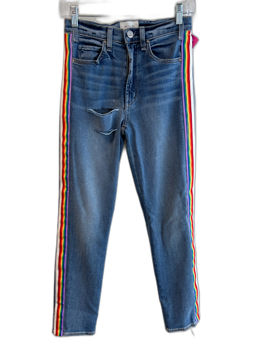 McGuire Size 25 Medium Wash Cotton High Rise Rainbow Detail Zip Fly Jeans Medium Wash / 25