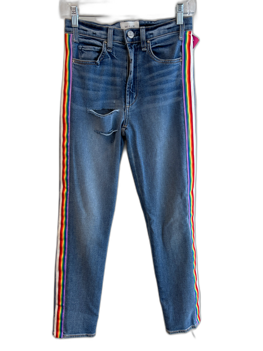 McGuire Size 25 Medium Wash Cotton High Rise Rainbow Detail Zip Fly Jeans Medium Wash / 25