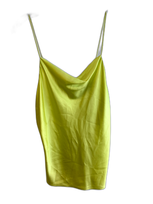 Cami NYC Size S Neon Yellow Silk Spaghetti Strap solid color Cowl neck Top Neon Yellow / S