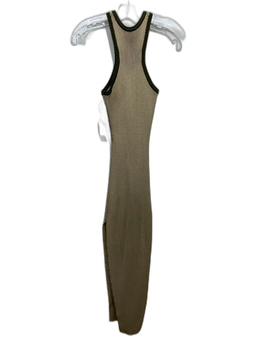 SER.O.YA Size XS Beige & Green Rayon & Nylon Sleeveless Ribbed Side Slits Dress Beige & Green / XS