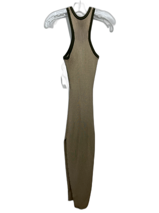 SER.O.YA Size XS Beige & Green Rayon & Nylon Sleeveless Ribbed Side Slits Dress Beige & Green / XS