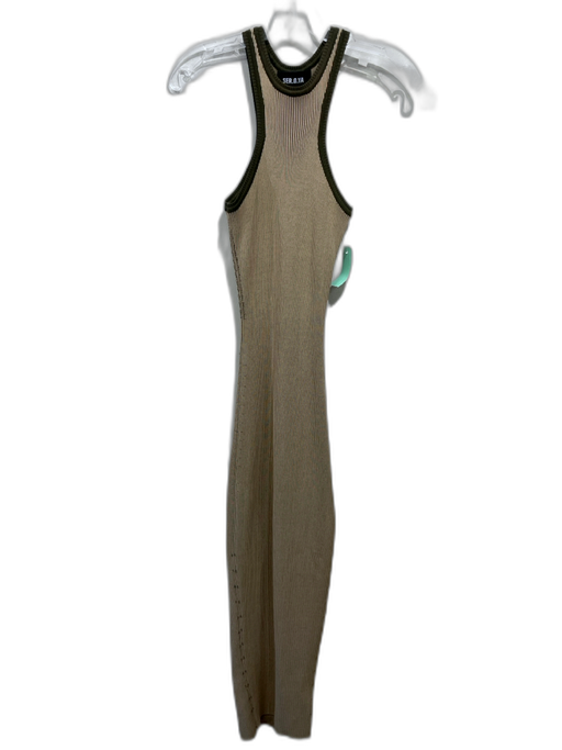 SER.O.YA Size XS Beige & Green Rayon & Nylon Sleeveless Ribbed Side Slits Dress Beige & Green / XS