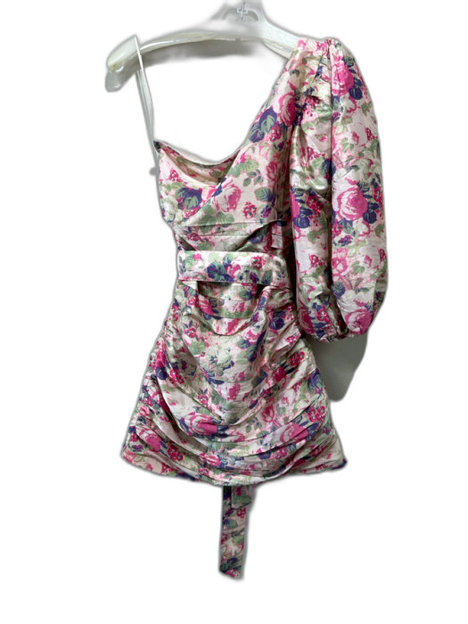 Love Shack Fancy Size 00 Pink, Purple, Green Polyester One Sleeve Pleated Dress Pink, Purple, Green / 00