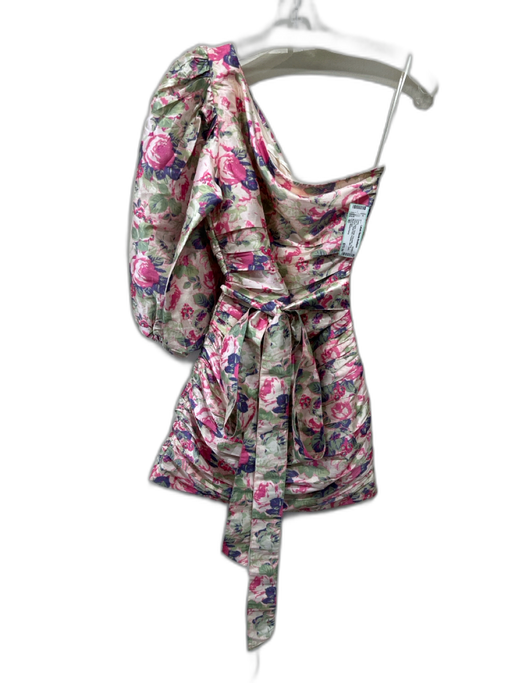 Love Shack Fancy Size 00 Pink, Purple, Green Polyester One Sleeve Pleated Dress Pink, Purple, Green / 00