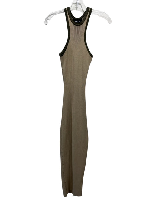 SER.O.YA Size XS Beige & Green Rayon & Nylon Sleeveless Ribbed Side Slits Dress Beige & Green / XS