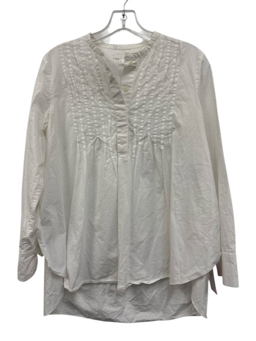 COS Size 4 White Cotton Pintucks Button Detail Top White / 4