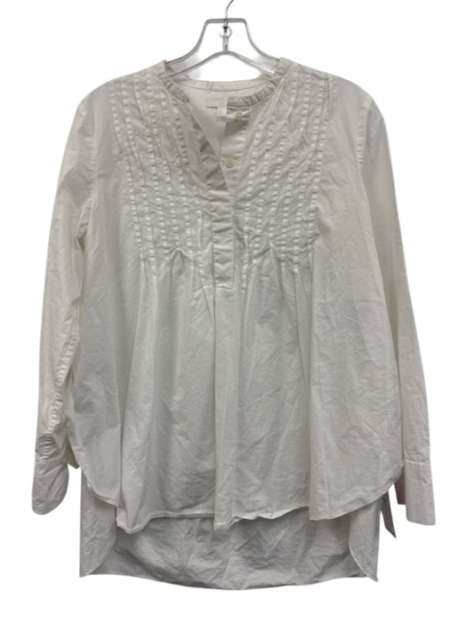 COS Size 4 White Cotton Pintucks Button Detail Top White / 4