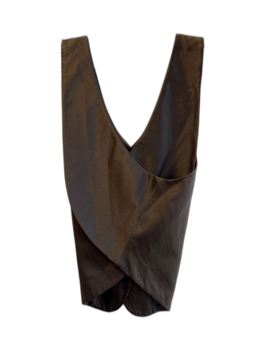 Giorgio Armani Size 44 Brown Silk Front Button Criss Cross Back Vest Brown / 44