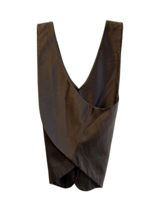 Giorgio Armani Size 44 Brown Silk Front Button Criss Cross Back Vest Brown / 44