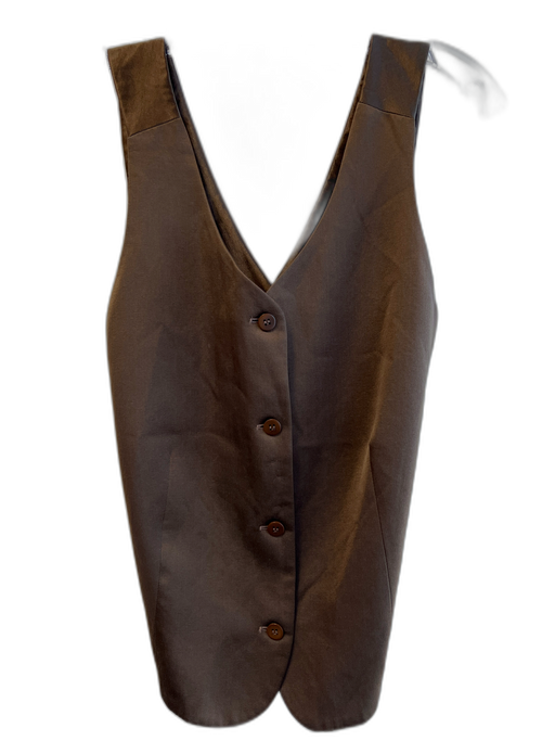 Giorgio Armani Size 44 Brown Silk Front Button Criss Cross Back Vest Brown / 44