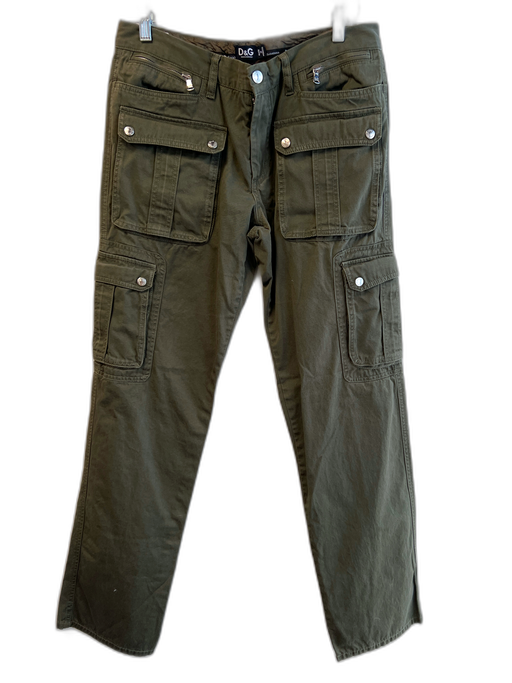 Dolce & Gabbana Size 48 Army Green Cotton Zip Fly Mid Rise silver hardware Pants Army Green / 48