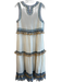 Leon Max Size Medium Beige & Multi Cotton V Neck Sleeveless Tiered Dress Beige & Multi / Medium