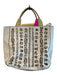 Pibra Tan & Off White Calf Hair & Leather Double Handle Snap Closure handbag Bag Tan & Off White / Medium