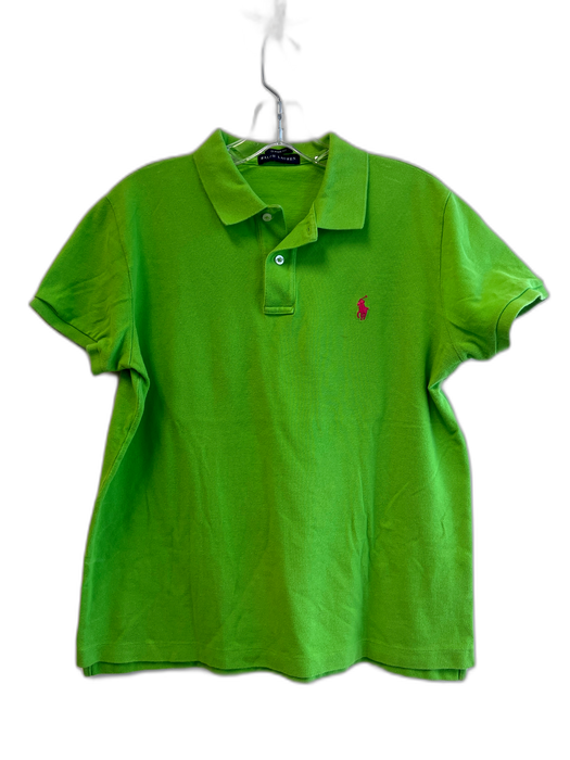 Ralph Lauren Size Est L Lime Green Cotton Short Sleeve Collared Polo Top Lime Green / Est L