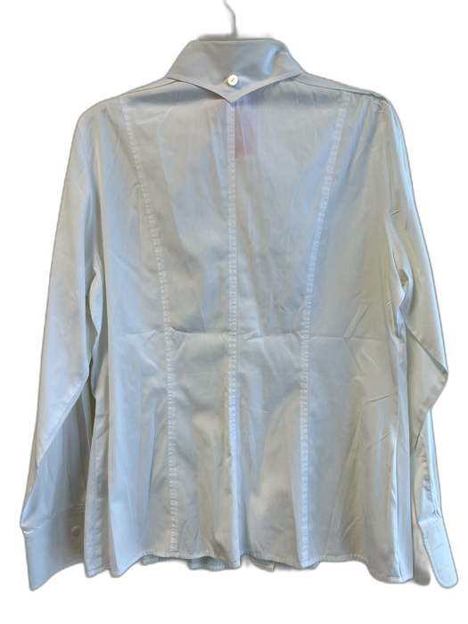 Escada Size 40 White Cotton Long Sleeve Collared Button Down Top White / 40