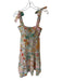 Rachel Size 0 Sage Green & Pink Linen Tie Straps Botanical Maxi Dress Sage Green & Pink / 0
