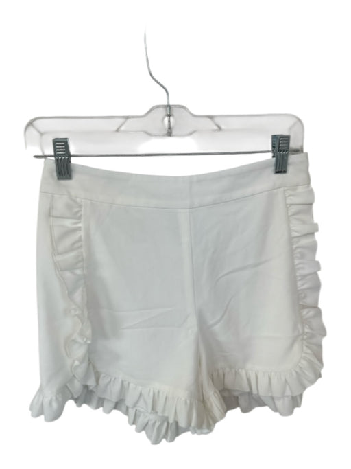 Crosby Size S White Polyester High Waist Ruffles Side Zip Shorts White / S